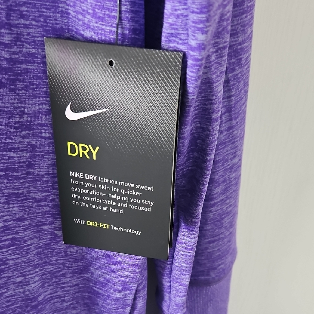 Nike Dri Fit Heathered Purple Long Sleeve Top - Picture 2 of 5